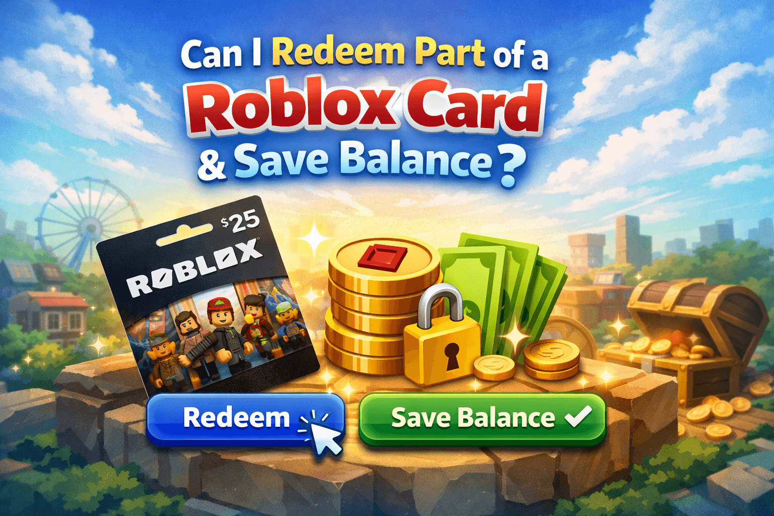 Roblox gift card redemption screen showing saved balance after use