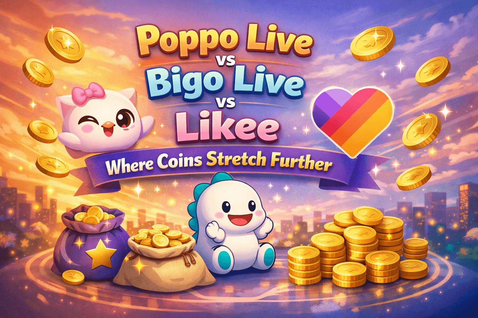 Poppo Live vs Bigo Live vs Likee coin value comparison for live streaming gifts