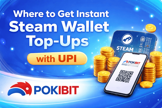 Instant Steam Wallet Top Ups with UPI payment showing gamers buying Steam wallet credits online for PC games