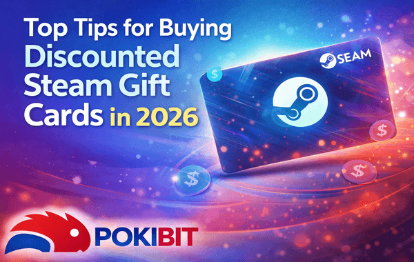 Steam Gift Cards discount guide showing gamers purchasing digital Steam wallet cards online for PC games in 2026