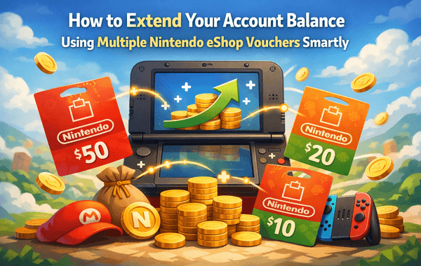 Smart ways to extend Nintendo account balance using multiple Nintendo eShop Vouchers purchased from Pokibit