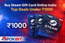 Buy a Steam Gift Card online in India under 1000 showing Steam wallet digital code and PC gaming store deals