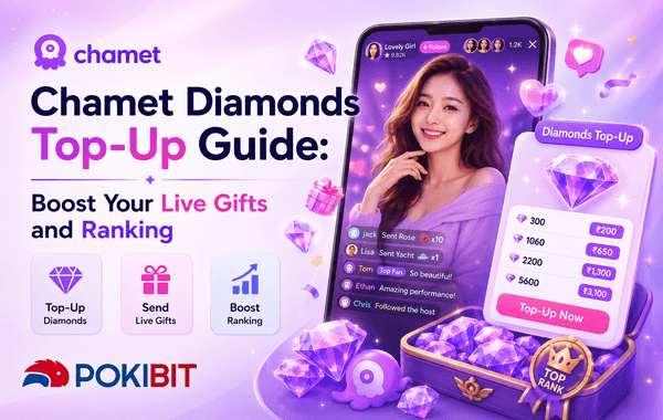 User is purchasing Chamet Diamonds top up online to send live gifts and improve ranking on the Chamet app