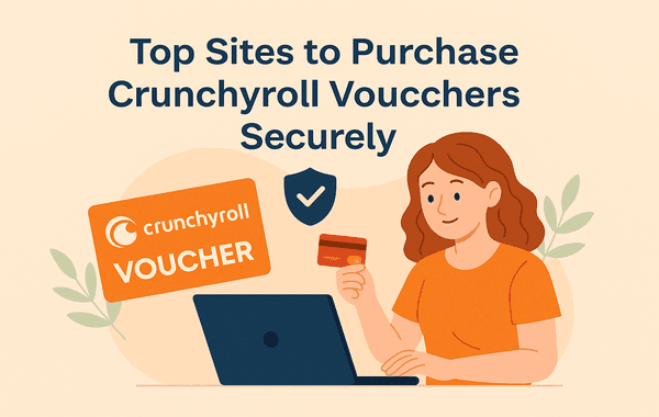 Woman buying Crunchyroll voucher online securely