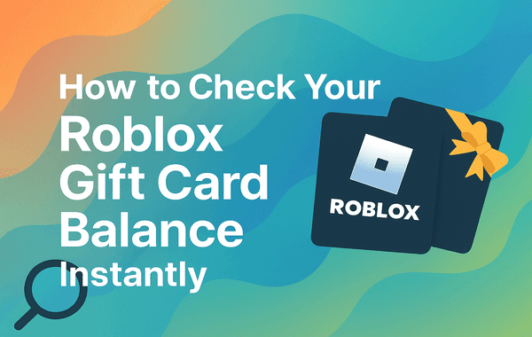 How to check Roblox gift card balance instantly with magnifying glass and gift card graphic