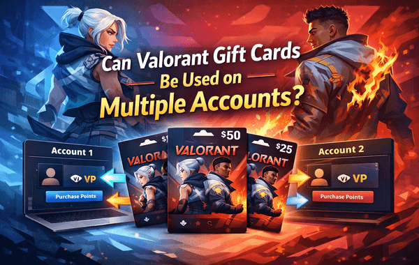 Valorant Gift Cards usage on multiple accounts explained with gaming visuals