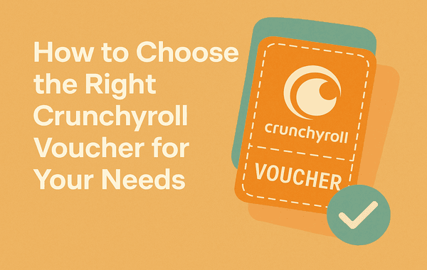 Crunchyroll voucher card with logo and checkmark on orange background