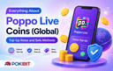 Poppo Live Coins top up interface shows global recharge rates secure payment methods and instant coin delivery for the live streaming app