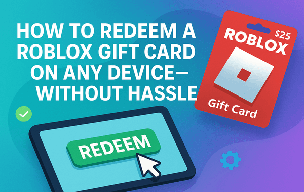Roblox gift card and a redeem button on a screen