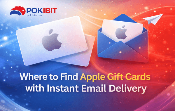 Laptop screen displaying Apple Gift Cards digital code received via instant email delivery