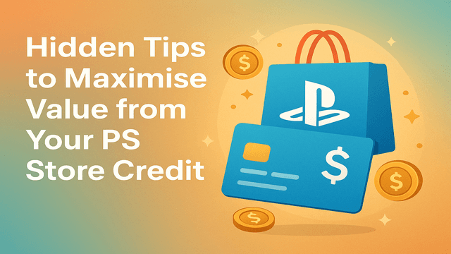 Hidden tips to maximise value from your PS Store Credit with PlayStation gift card and shopping bag illustration