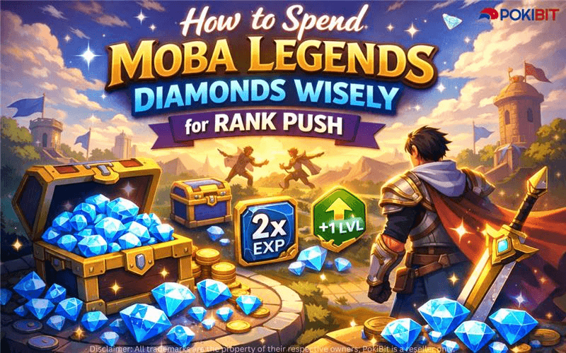 Player using Moba Legends Diamonds strategically for rank push showcasing heroes skins and in game purchases in MLBB